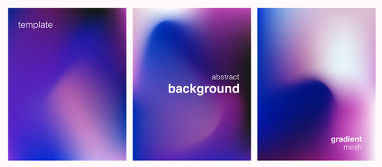 Fototapete - Modern vector posters with soft blue and purple gradients highlight a minimalist, futuristic style. The smooth abstract backgrounds embody the current popular trend of digital minimalism in design.