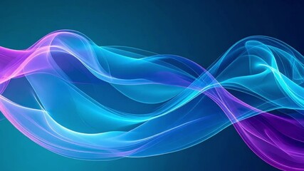 Wall Mural - Wavy flowing teal and violet light streaks on a dark gradient background, seamless looping 4k time-lapse animation video background