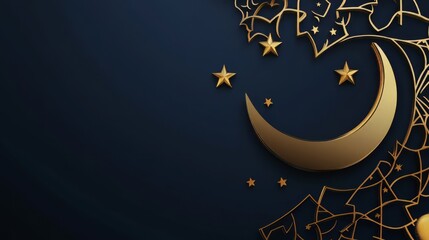 Wall Mural - the sky is dark and cloudy, with a crescent moon shining brightly in the middle. the clouds cover th