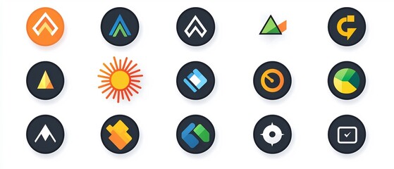 Collection of varied graphic icons, displaying diverse geometric shapes and symbols