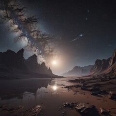 Wall Mural - vast, inky expanse, countless stars shimmer, ethereal glow , light, cosmic