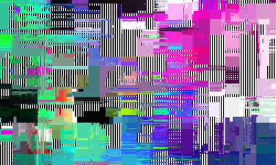 Aufkleber - Abstract vivid background with interlaced digital Distorted Motion glitch effect. Futuristic cyberpunk design. Retro futurism, webpunk, rave 80s 90s aesthetic