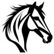 © Niloy Pal - strong horse head portrait silhouette with textured mane and focused eyes detailed vector suitable for equestrian sports, ranch branding, and nature illustrations