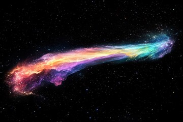 Wall Mural - colorful glowing particle light streak flows through vast galaxy in stunning cosmic display, colorfu