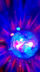 Poster - Dark abstract background with neon glow, light disco ball,