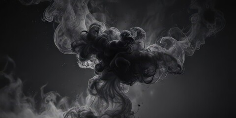 Wall Mural - ethereal smoke swirls in deep black, creating an abstract, mystical scene , indigo, subtle