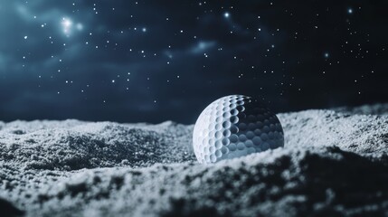 Wall Mural - a golf ball is on a field of sand. the ball is white and has a black spot on it