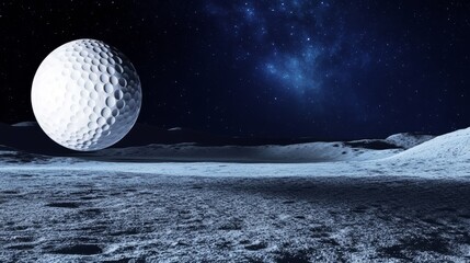 Wall Mural - a golf ball is on a field of sand. the ball is white and has a black spot on it