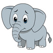 © Epicart - Sad Cartoon Elephant Standing – Cute Emotional Animal Character Illustration