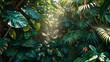 © Irina - Sunlight through dense tropical jungle with red flowers
