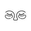 © Alevtina - Minimalist line art of face with closed eyes and skin care patches on lower eyelids. Black and white icon in minimalist style on white background. Editable SVG