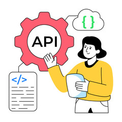 trendy design illustration of api development