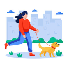 Wall Mural - Modern design illustration of dog walking