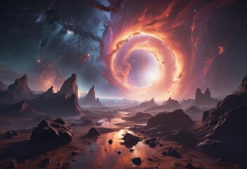 Wall Mural - vast, swirling nebulae illuminate a cosmic landscape , night sky, nebular, outer space