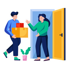 Wall Mural - Conceptual design illustration of home delivery