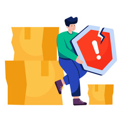 Wall Mural - Editable design illustration of parcel security error
