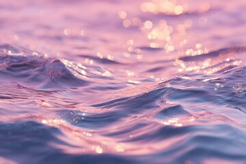 Fototapete - Pink Ocean Water Surface With Bokeh Lights, Evoking Serenity and Peaceful Meditation for Wellness Retreats and Relaxation Getaways : Generative AI