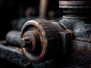 Poster - Close-Up of Rusted Industrial Gear, Representing Mechanical Engineering and Manufacturing Processes, Perfect for Factory Automation and Equipment Maintenance : Generative AI
