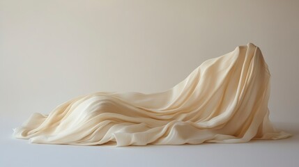 Poster - Draped cream fabric, soft folds, smooth texture, minimalist, studio shot, neutral background.