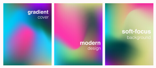 Poster - Neon vector backgrounds featuring vibrant gradient mesh blends of pink, green, blue, and yellow. Futuristic, soft, and glowing style ideal for digital design, web, or creative projects.