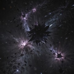 Wall Mural - diamond-like stars scattered across inky black; swirling nebulae , photo, infinite