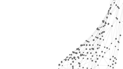Poster - Dots connected by lines. Abstract wave. Minimalist mesh. Abstract polygonal shape.