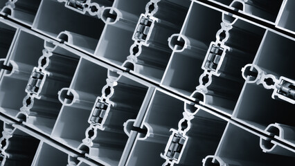 Aufkleber - Textured background made of cut metal structure profiles for the construction of prefabricated buildings