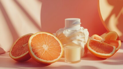 Aufkleber - Sunlit oranges and skincare products.