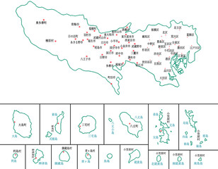  東京都　地図　白　斑点　イラスト
