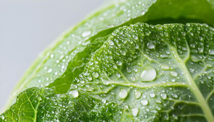 Fresh Romaine Lettuce Heads Garnished With Droplets of Water Ready for Use in Salads and Meals. Bright green romaine lettuce heads display crisp