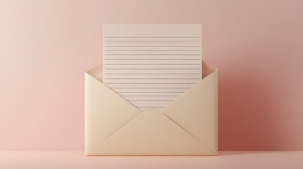 Poster - Beige envelope with lined paper on pink background.