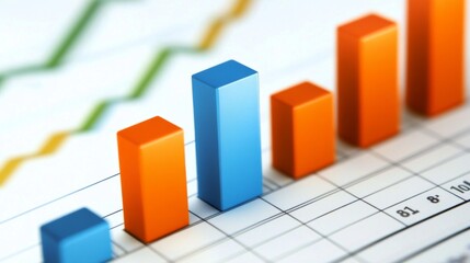 Poster - A close-up of a financial bar graph on a computer screen, showing business growth metrics and trends, with a professional, minimalist design.