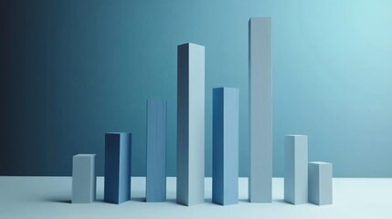 Aufkleber - A modern D bar graph displaying financial performance with rising and falling bars, set against a professional blue and gray background.
