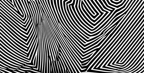 Aufkleber - Vector illustration features dynamic black and white wavy lines in an abstract, optical art style. It channels a modern, bold look that’s popular in current minimal and graphic design trends.