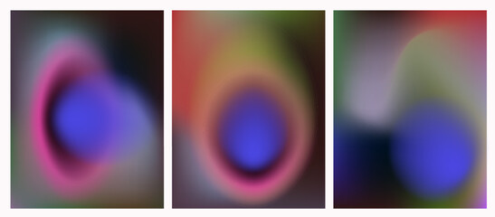 Aufkleber - Vector illustration features vibrant blue, pink, and green hues in soft, blended shapes. Designed in a contemporary gradient mesh style, it reflects the current trend of fluid, dreamy digital minimali
