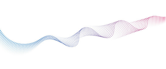 Fototapete - Flowing Dot Wave halftone gradient pattern on transparent background