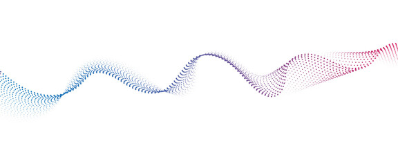 Fototapete - Flowing Dot Wave halftone gradient pattern on transparent background