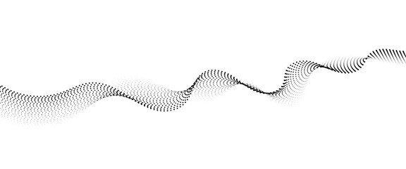 Fototapete - Flowing Dot Wave halftone gradient pattern on transparent background