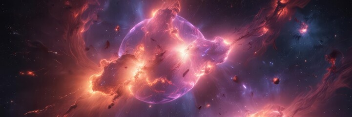 Wall Mural - Ethereal glowing nebula-like shapes, shifting luminous patterns,  vibrant,  graphic