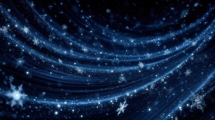 Sticker - Close-up of a detailed snowflake against a dark night sky filled with bright stars.