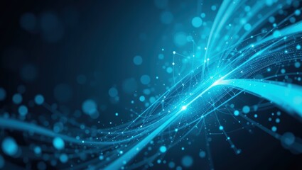 Canvas Print - abstract blue light waves with particles and glow creating a futuristic digital texture background