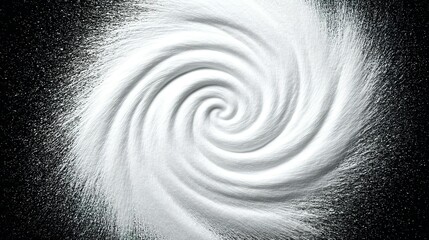 Wall Mural - Abstract spiral design of white powder against a dark background.