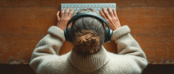 Leinwandbilder - Cozy Digital Mindfulness Immersive Remote Work Experience with Noise-Canceling Audio and Soft Textural Comfort - Wellness-Focused Millennial Productivity Aesthetic
