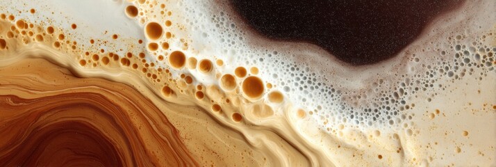 Aufkleber - Fluid Dynamics Meets Artistic Abstraction Organic Coffee Foam Microstructure Visualization - Sensory Design Exploration in Culinary Innovation and Material Science