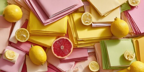 Poster - Pastel Productivity Palette Zesty Citrus Color Block Design Inspiring Creative Workspace Optimization and Contemporary Digital Workflow Solutions
