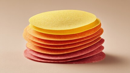 Aufkleber - Gradient Color Burger Patty Layers Minimalist Food Styling Showcasing Culinary Precision, Artisanal Meat Preparation for Premium Brand Storytelling