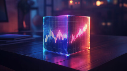 Wall Mural - data cube with financial charts highlighting future trends and advanced market analysis