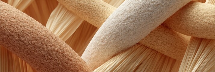Poster - Organic Textile Macro Soft Neutral Textile Fiber Landscape Revealing Sustainable Textile Design, Tactile Materiality and Minimalist Textile Innovation