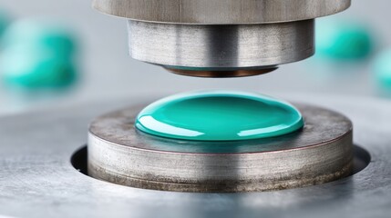 Fototapete - Precision Engineering Meets Minimalist Design Ultrasonic Metallurgical Testing with Sleek Teal Performance Indicator in Advanced Manufacturing