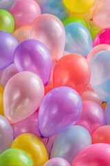 Fototapete - Colorful Balloon Bunch Close-Up: Party Celebration, Joyful Occasion, Festive Decoration, Vibrant Colors, Childhood Fun, Birthday Decor